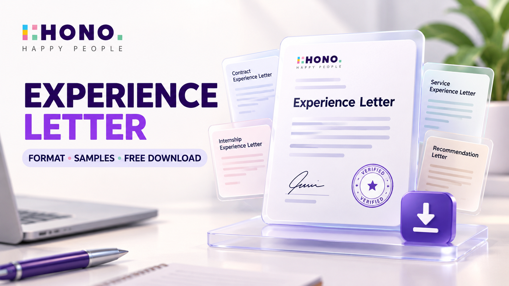 HONO Experience Letter Format – Professional 3D certificate templates with free download.
