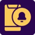 Yellow icon on a purple background showing a smartphone with a notification bell.