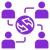 Purple icon showing four people silhouettes connected by circular arrows.