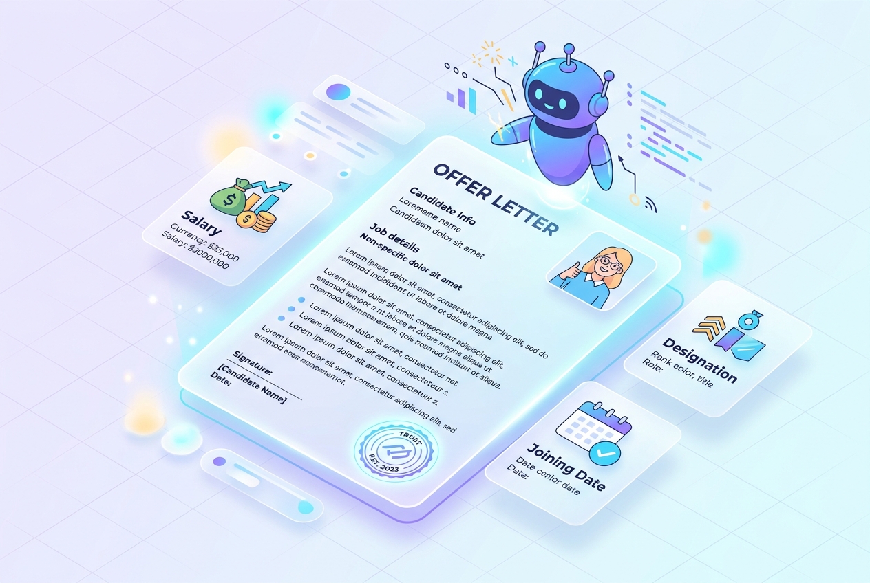 AI generating a branded offer letter with compensation details