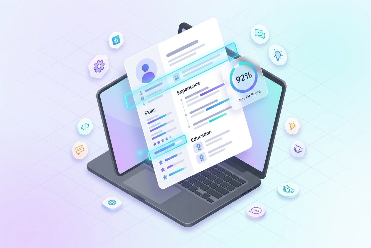 AI-powered resume analyzer scanning a CV for ATS match score