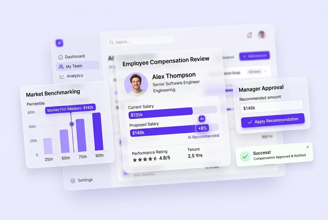 Performance-linked reward recommendation with approval workflow and audit trail